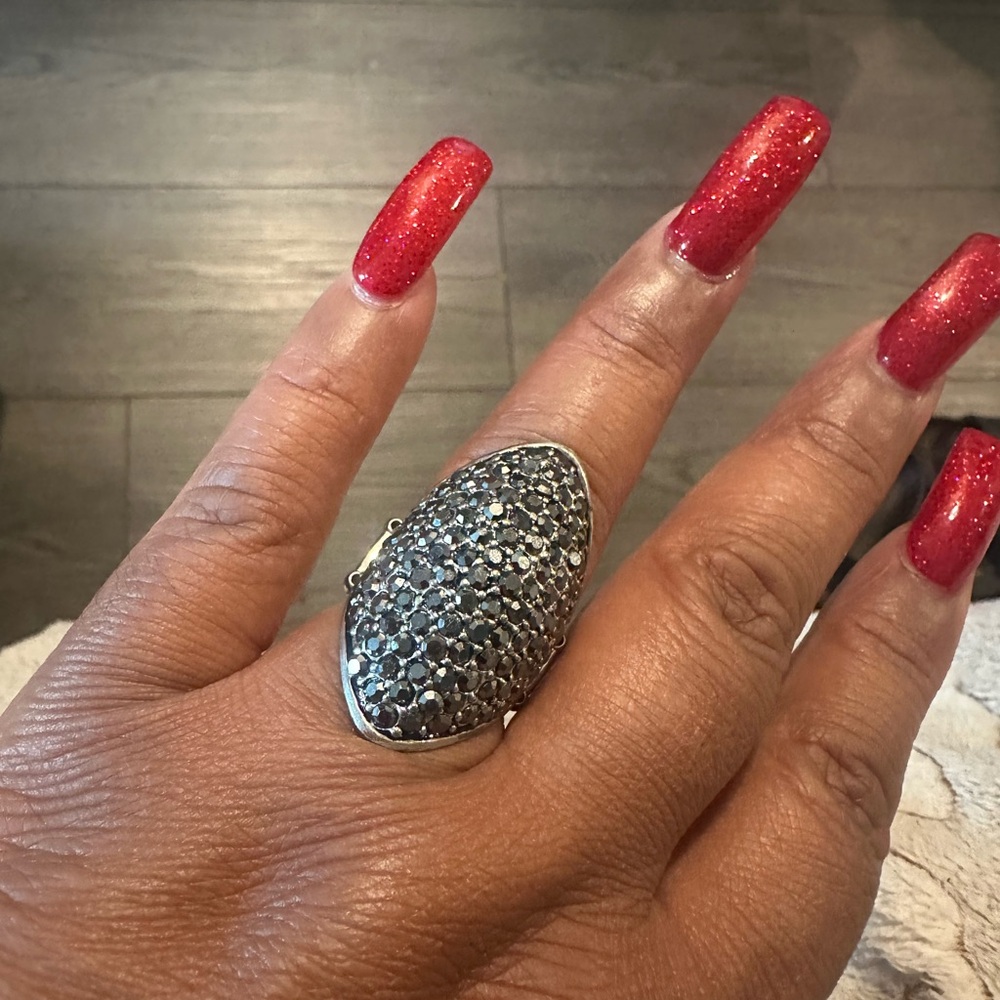Sparkling Silver Pavé Crystal Ring